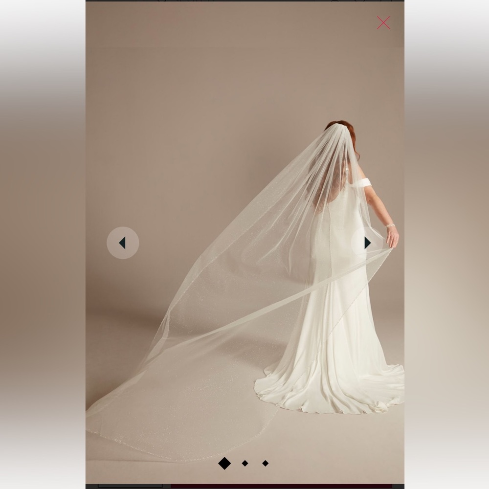 scattered beads and pearls long glitter bridal veil